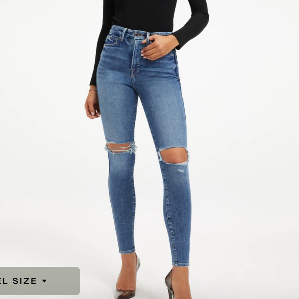 GOOD AMERICAN GOOD CURVE SKINNY CROP JEANS